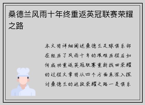 桑德兰风雨十年终重返英冠联赛荣耀之路 桑德兰风雨十年终重返英冠联赛荣耀之路